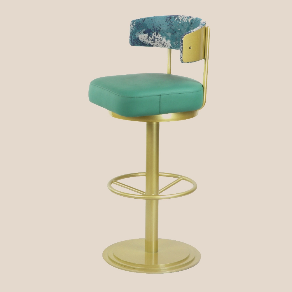 MISIRUI leren barkruk met aquarelmotief #M1088 1