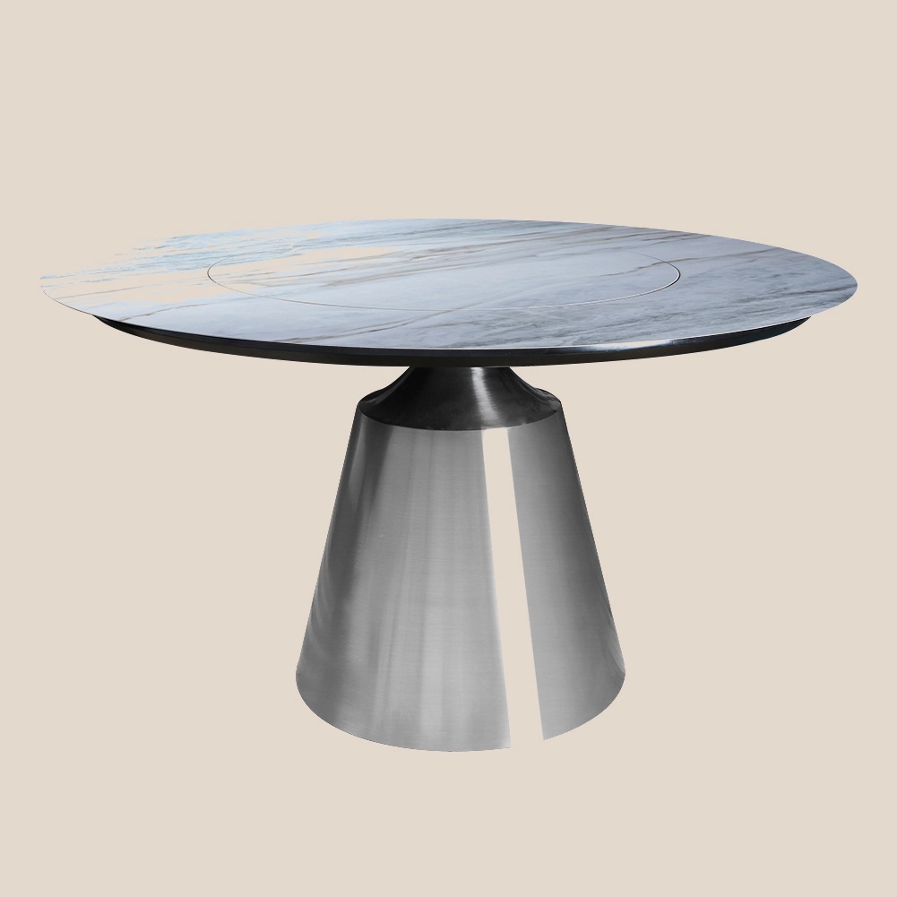 Ronnen Dësch aus Edelstol mat sanft rotéierendem Drehtisch #M7052 1