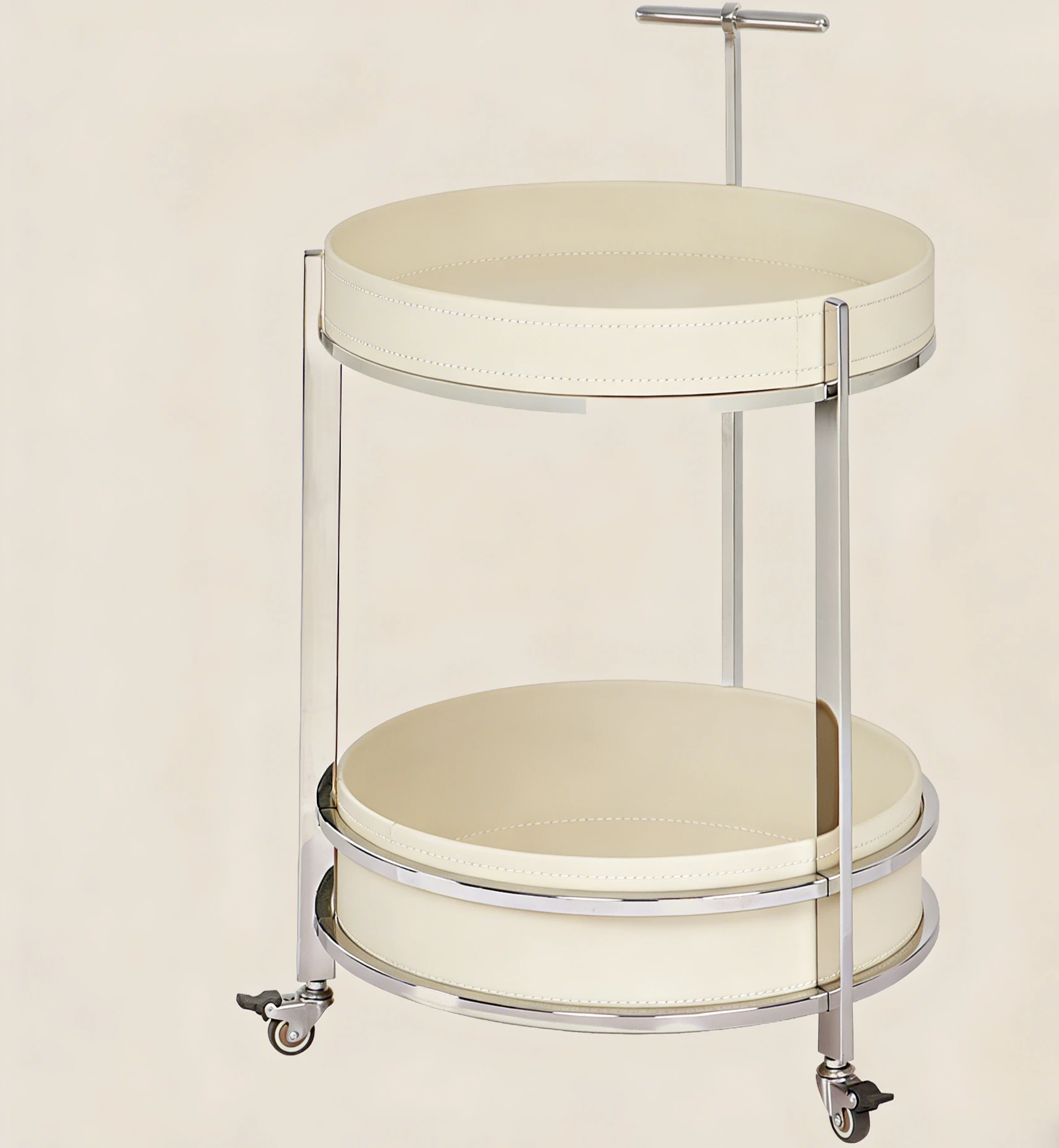 Kaksikerroksinen silkinpehmeä kermanvalkoinen tarjoiluvaunu #MSR072-3 1