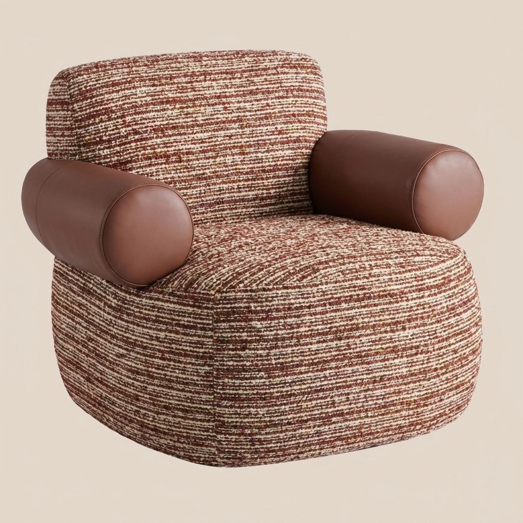 이탈리안 컬렉션 · 원형 시퀀스 레드 브릭 라운지 체어 #M5066 1