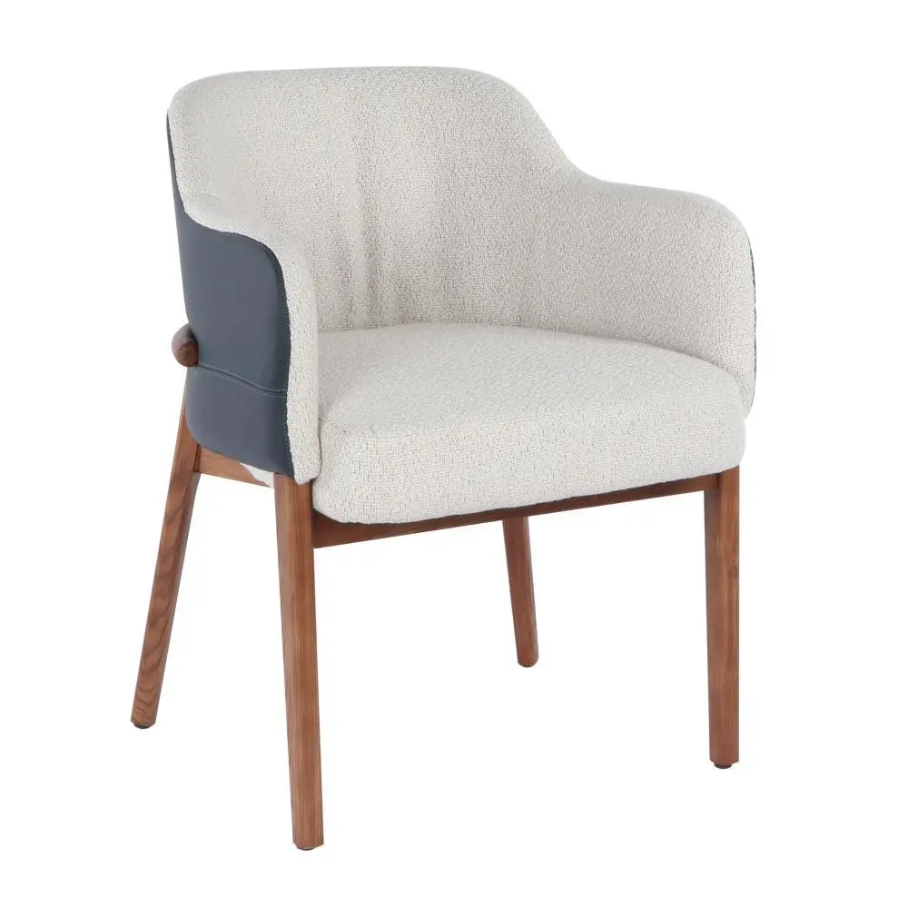 White&blue minimalist wooden armrest Trench single chair 1
