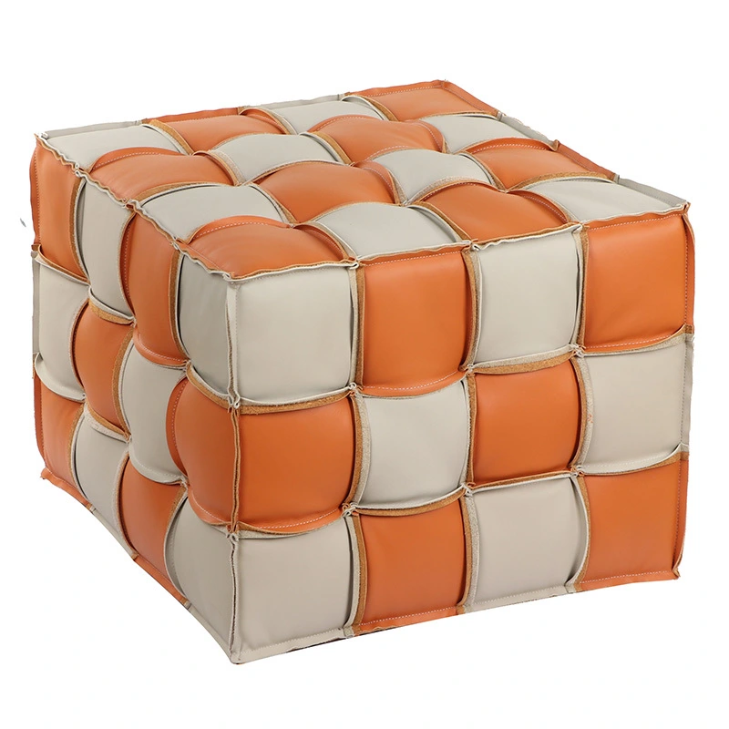 Cadeiras de couro genuínas Ottomans Square Stool 1