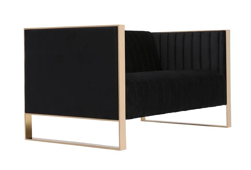 Amerikanesche Stil Black Stoff Soft 2 Sëtzer Sofa 1