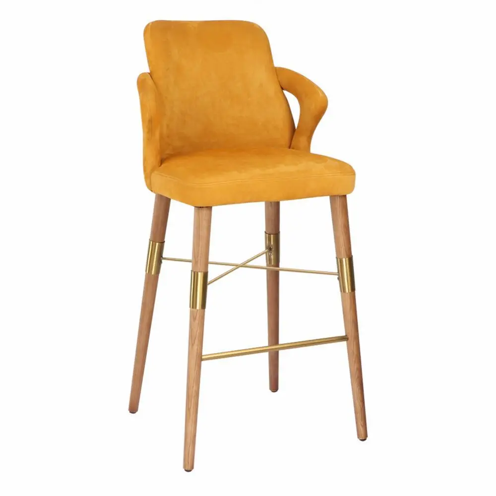 Italian light luxury yellow bar chair 1