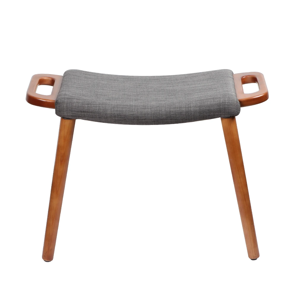 Hölzer Füße Leder- oder Baumwoll -Leinen Lounge -Hocker 1
