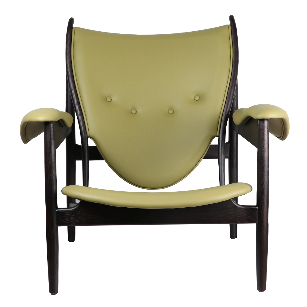 Nordic Solid Wood Green Leather Sofa Stol 1