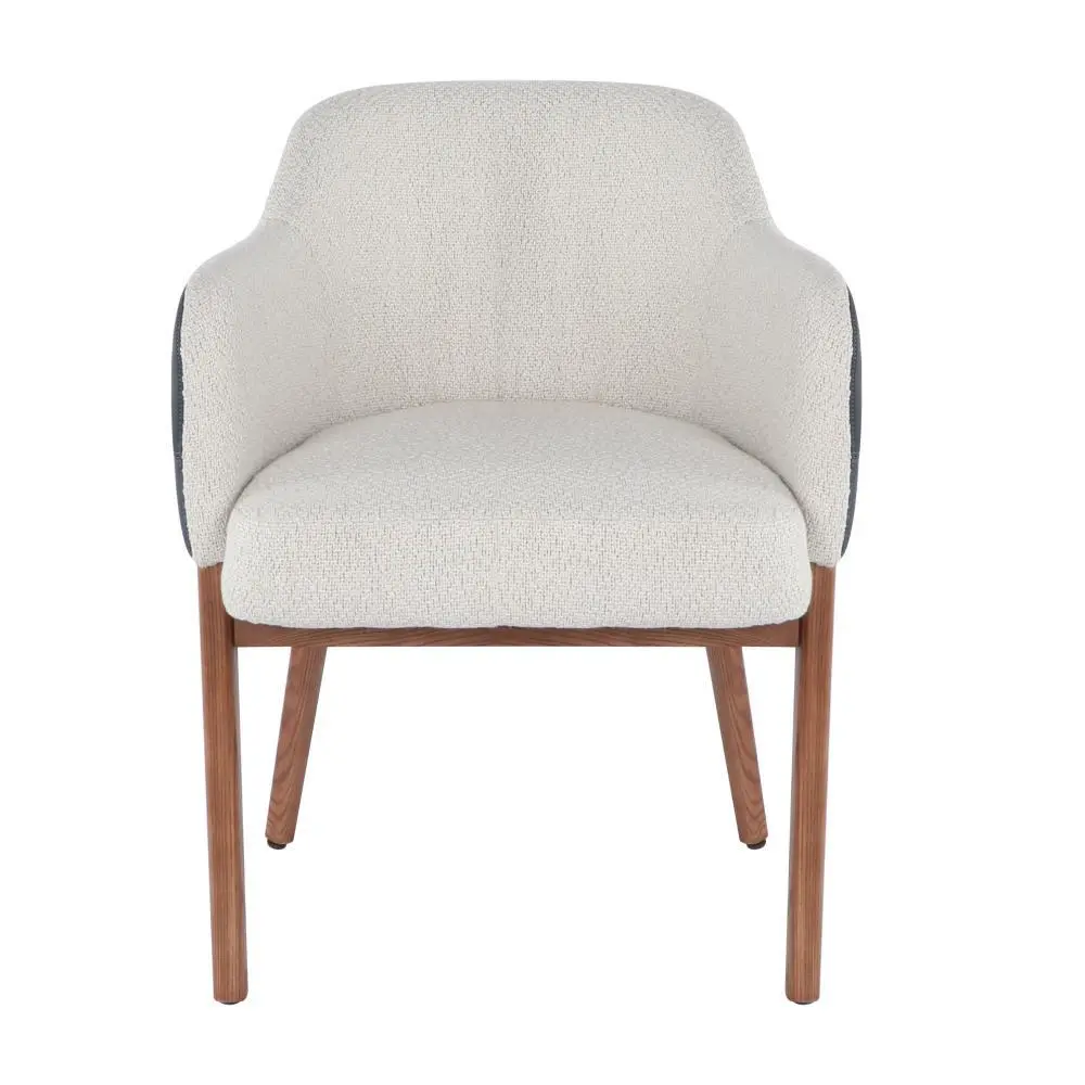 Wäiss & blo minimalist hëlze Armrest Trench Iessen 1