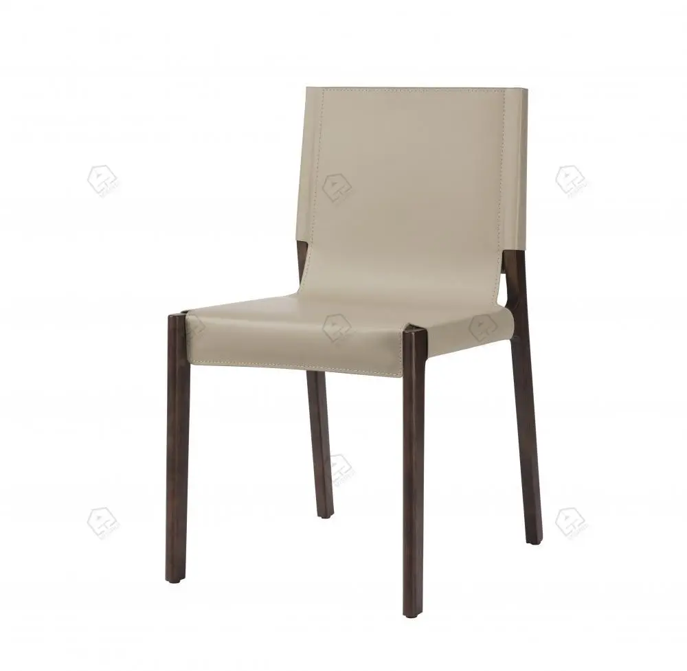 Kaki zadel lederen armloze eetkamerstoelen 1