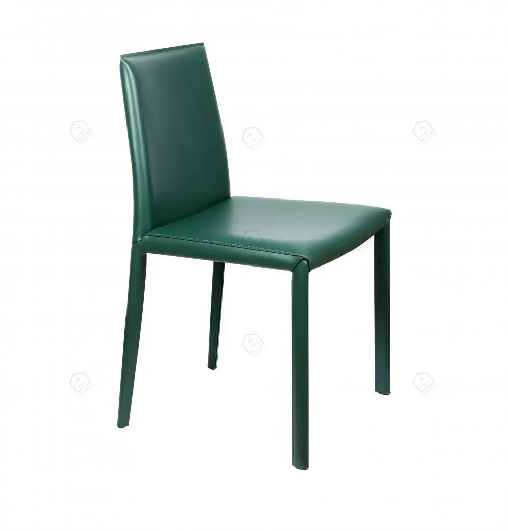 Italiaanse minimalistische groene zadelleer eetkamerstoelen 1