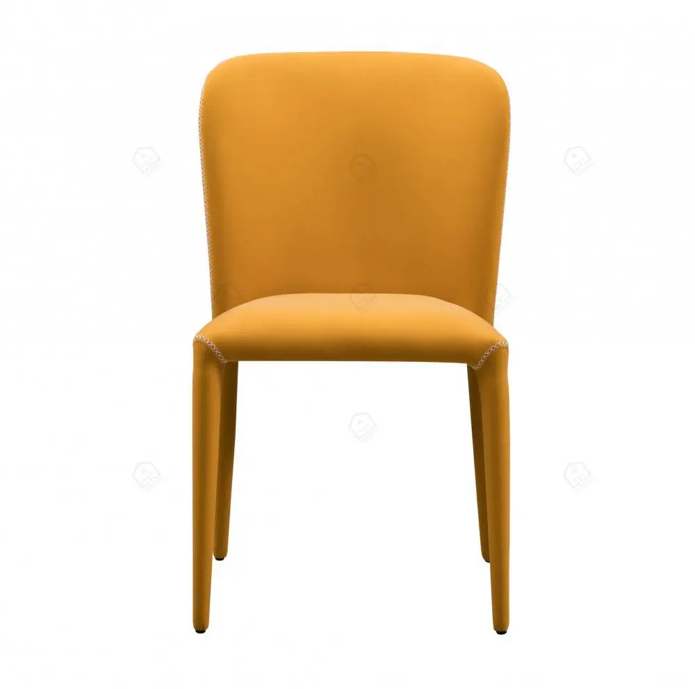 Italiaanse minimalistische gele fluweel zadelleren stoelen 1