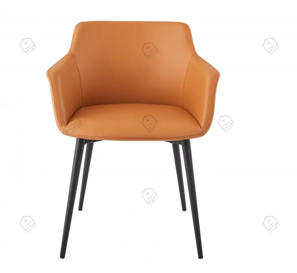 Orange læder armlæn spisestole 1