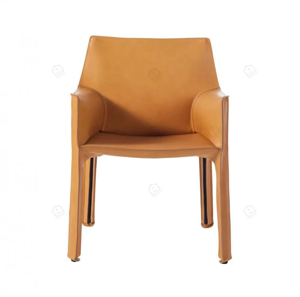Orange saddle leather Cab dining chairs 1