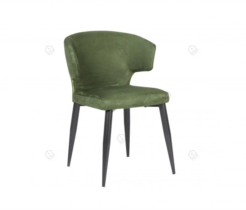 Groen echt lederen zwarte matte geverfde voeten stoelen 1
