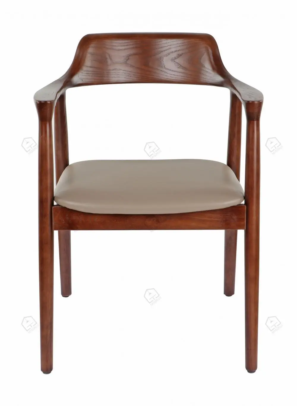 Design grå læderpude Solid træstole 1