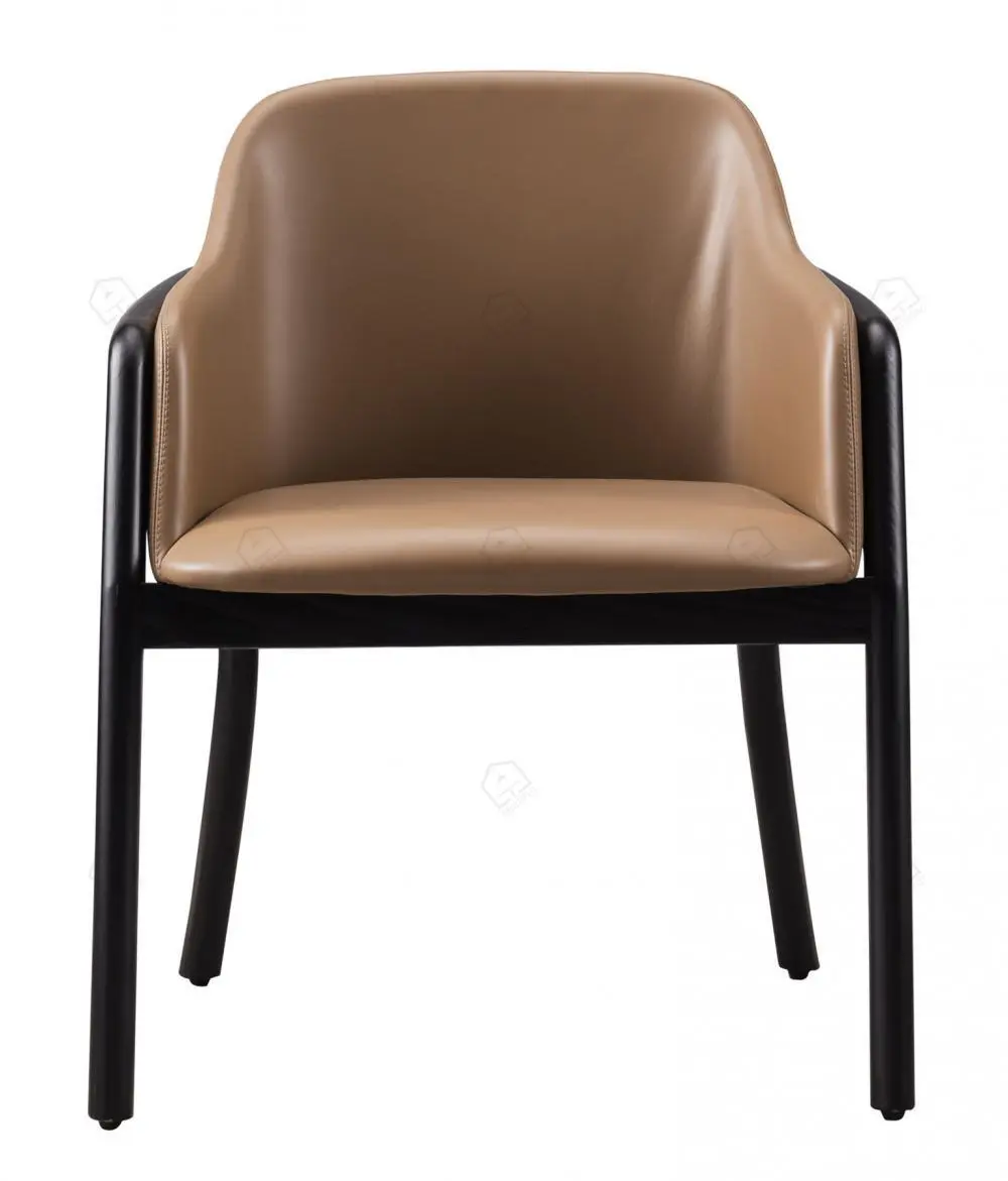 Designer brown leather armrest single chairs 1
