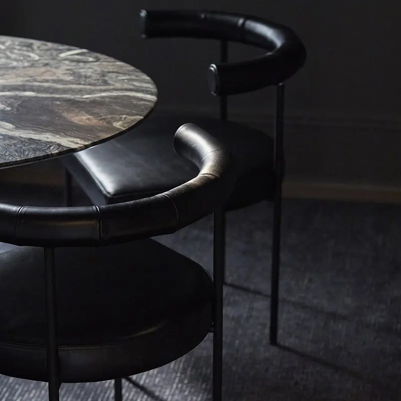 Gray Metal Dining Chairs by MISIRUI 8
