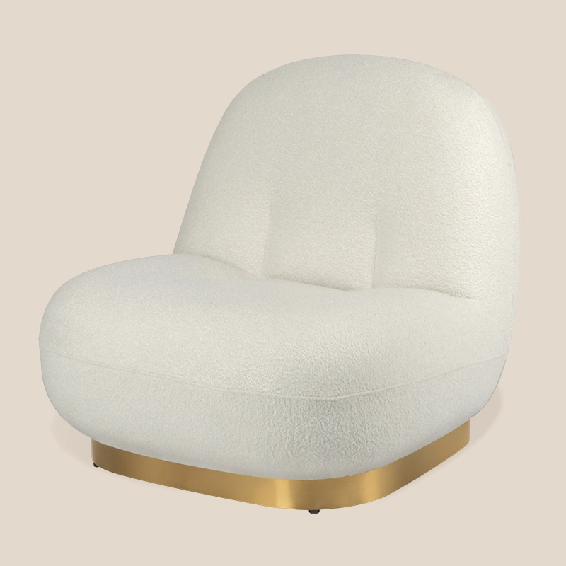 Luxus fehér Bouclé relaxáció Misirui Pacha Lounge szék #M3156 arany díszítéssel 1