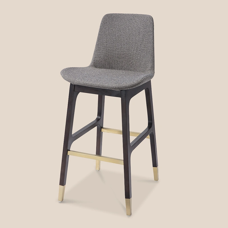 Stylish Grey Upholstered  Ventura Solid Wood Bar Stool #M1014 Factory MISIRUI 1