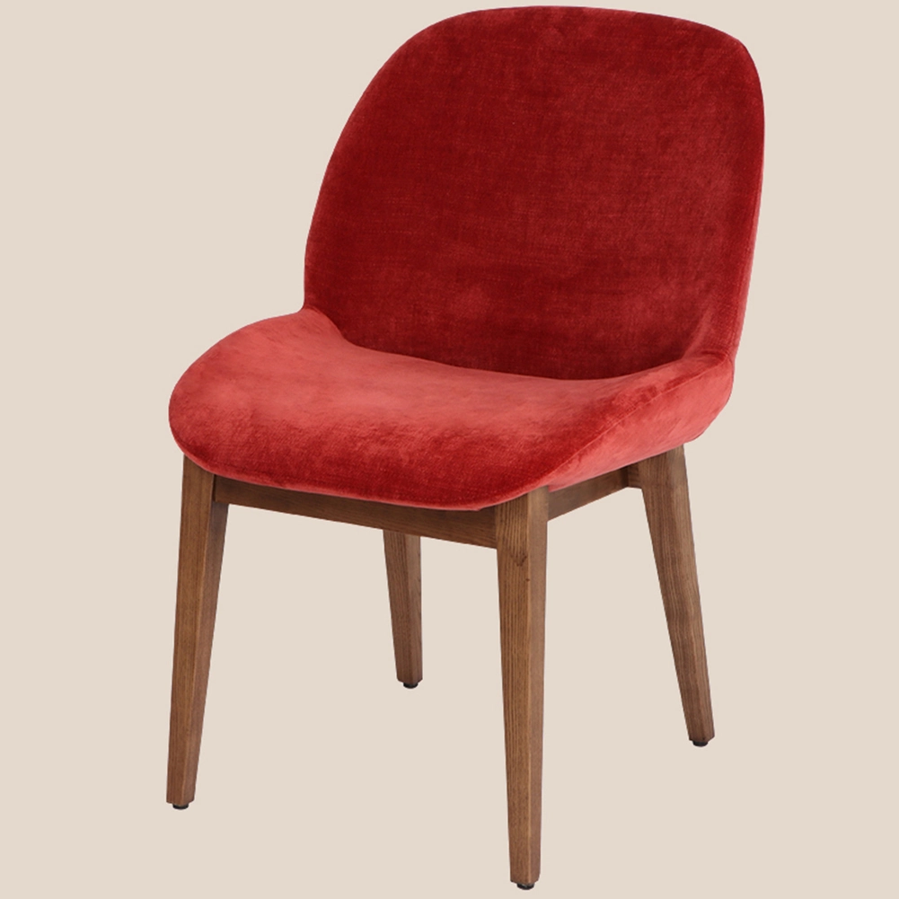 Pojedyncze krzesło drewniane z bawełny, lnu i skóry ekologicznej #M2331, szyte na miarę w fabryce MISIRUI 1