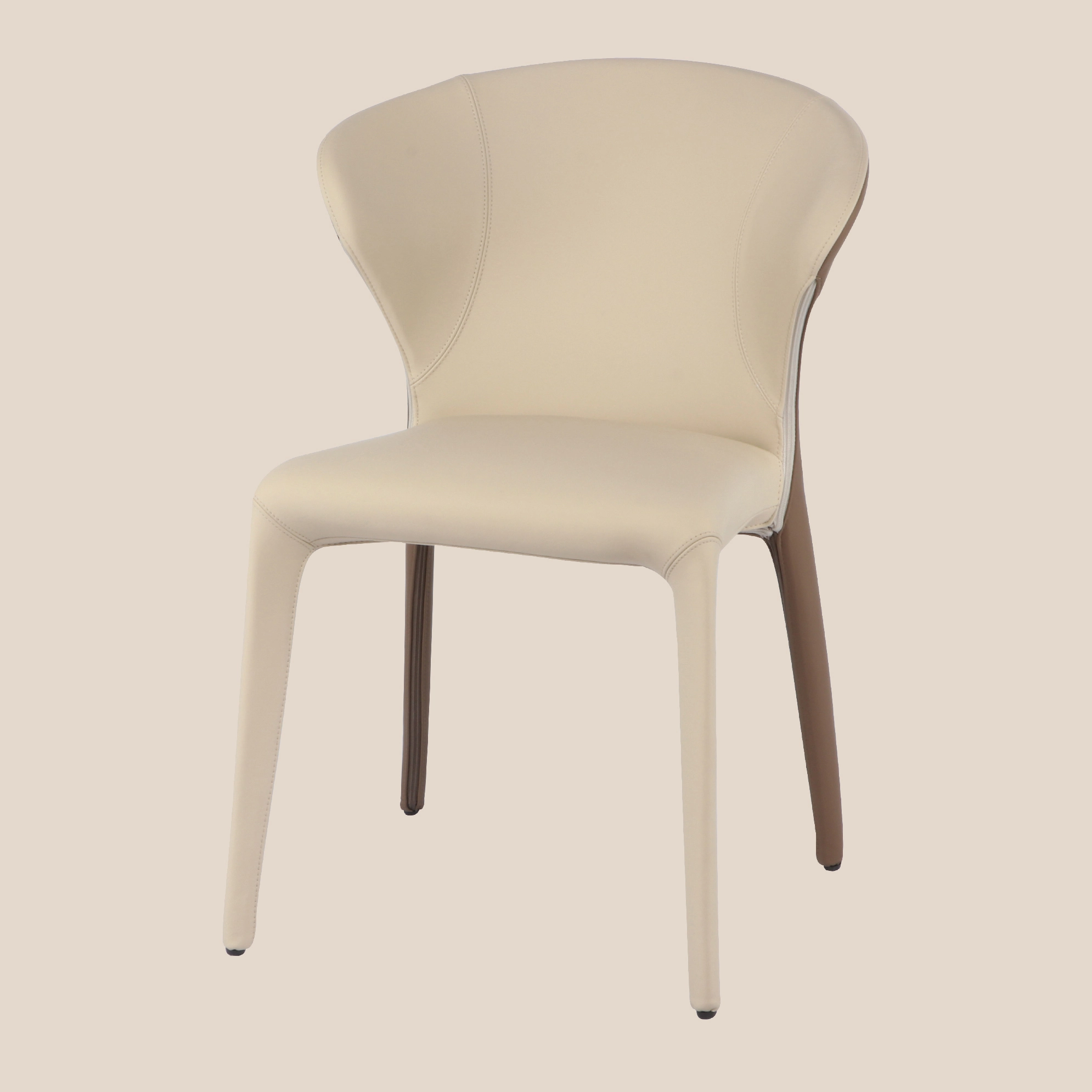 Minimalistisch geïnspireerde eetkamerstoel van echt leer #M2116 1