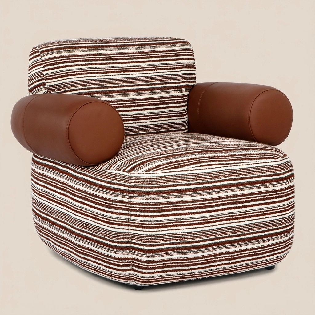 이탈리안 컬렉션 · 라운드 시퀀스 레드 브릭 라운지 체어 #M5066-2 1