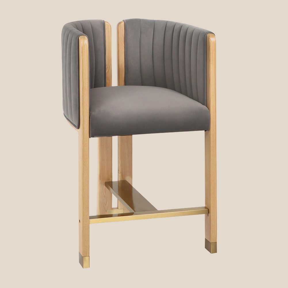 Woodflow-serien · Räfflad barstol i sammet #M1039 1