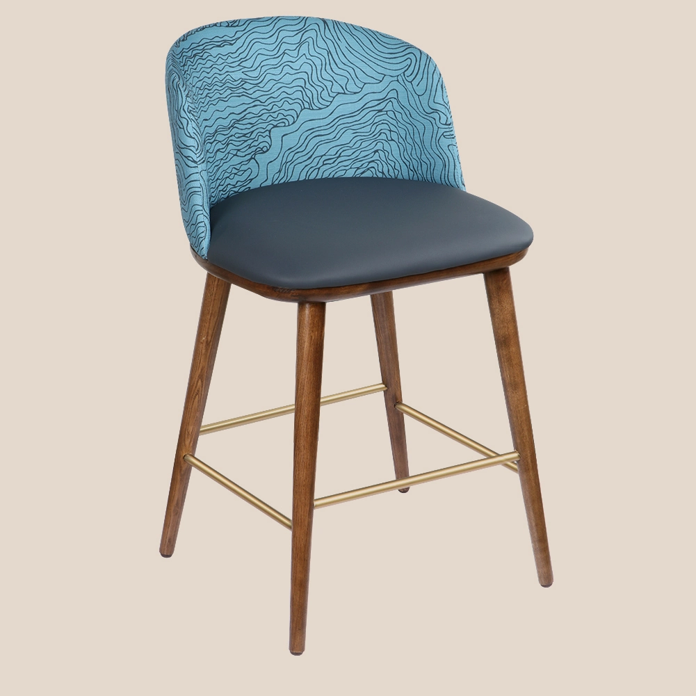 Série Blue Tone · Banqueta de bar Streamline com base dourada #M1069 1