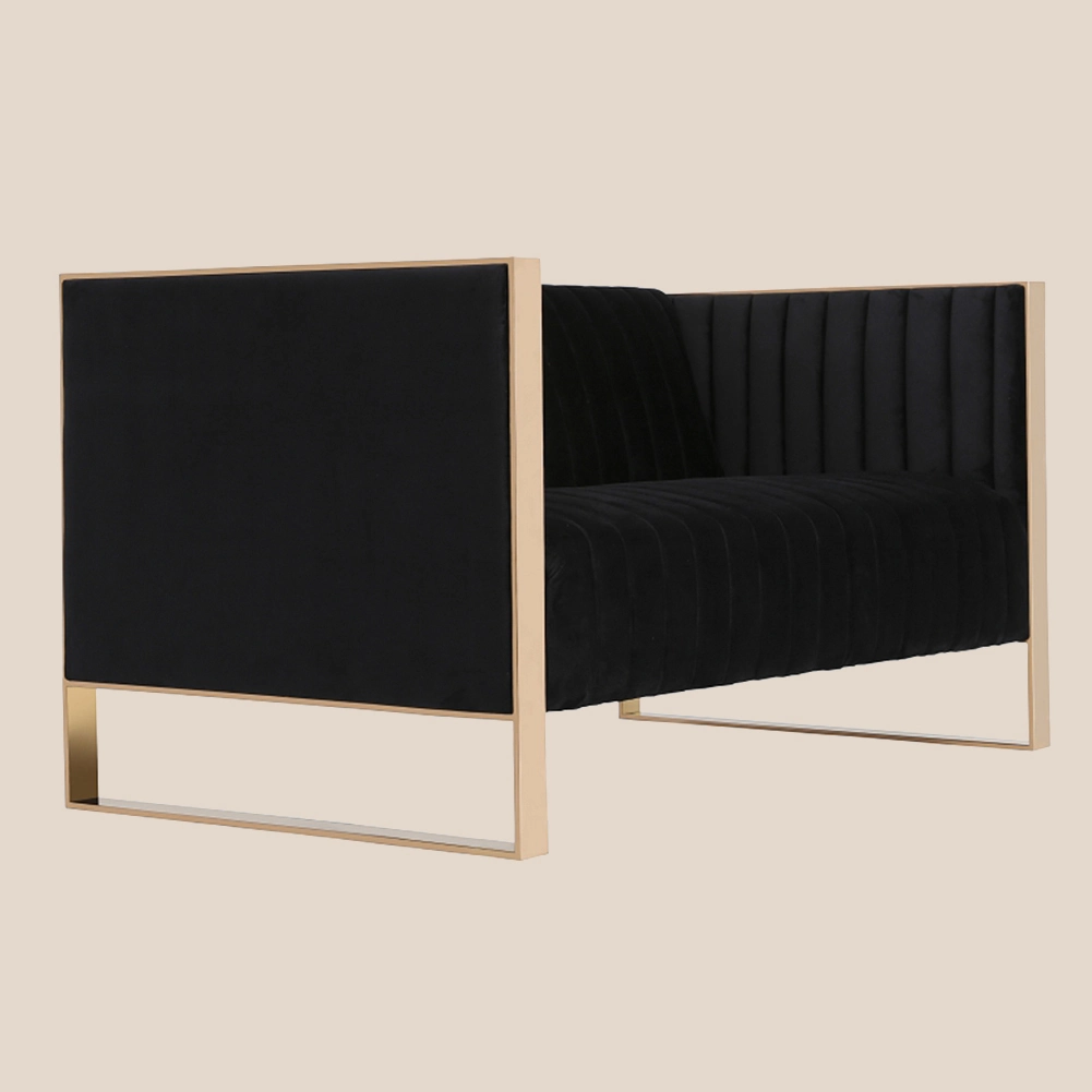 Amerykańska sofa dwuosobowa z czarnej tkaniny, miękka, M5012-2 1
