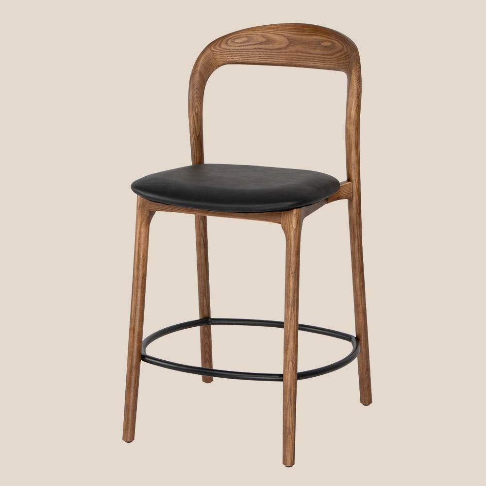 Black & Wood Series · Wood Whisper Black Realm Bar Stool#M1058-1 1
