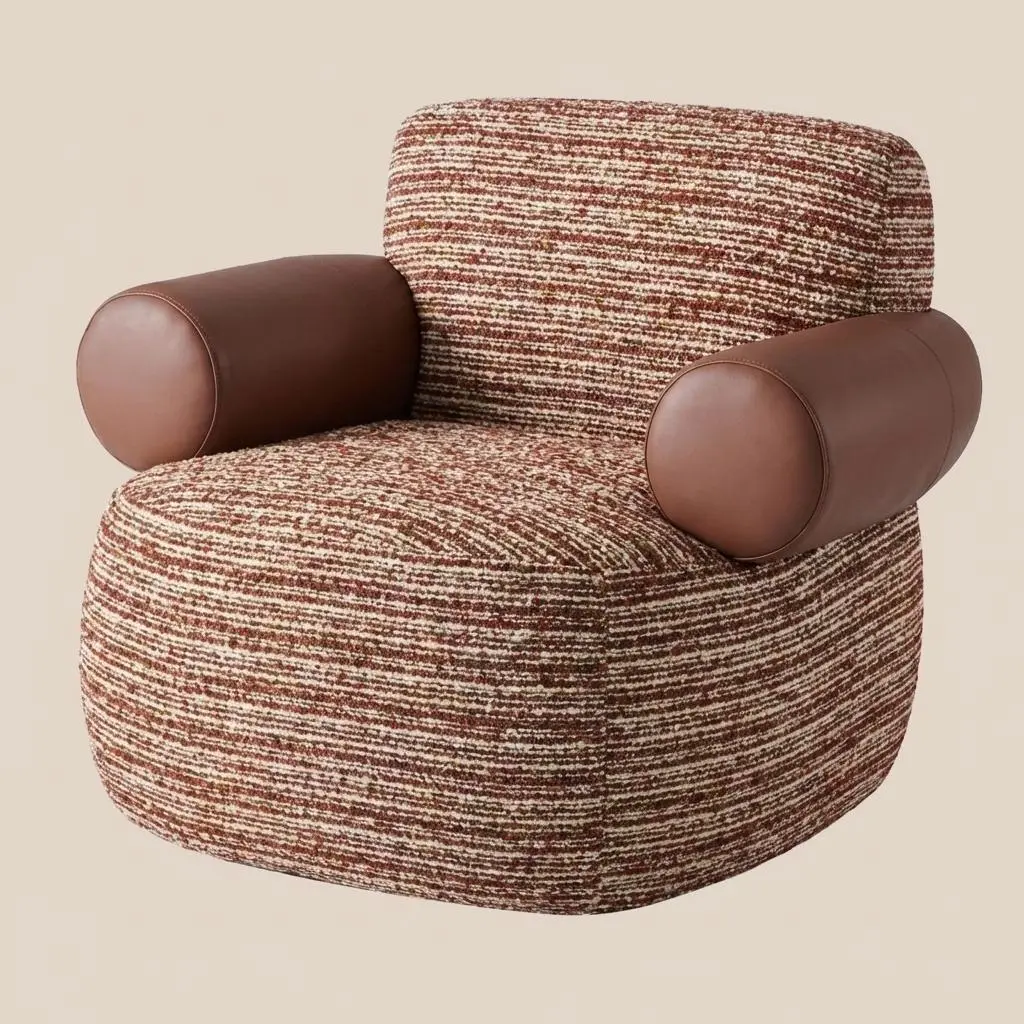 Italian Collection · Round Sequence Red Brick Lounge Chair #M5066 1