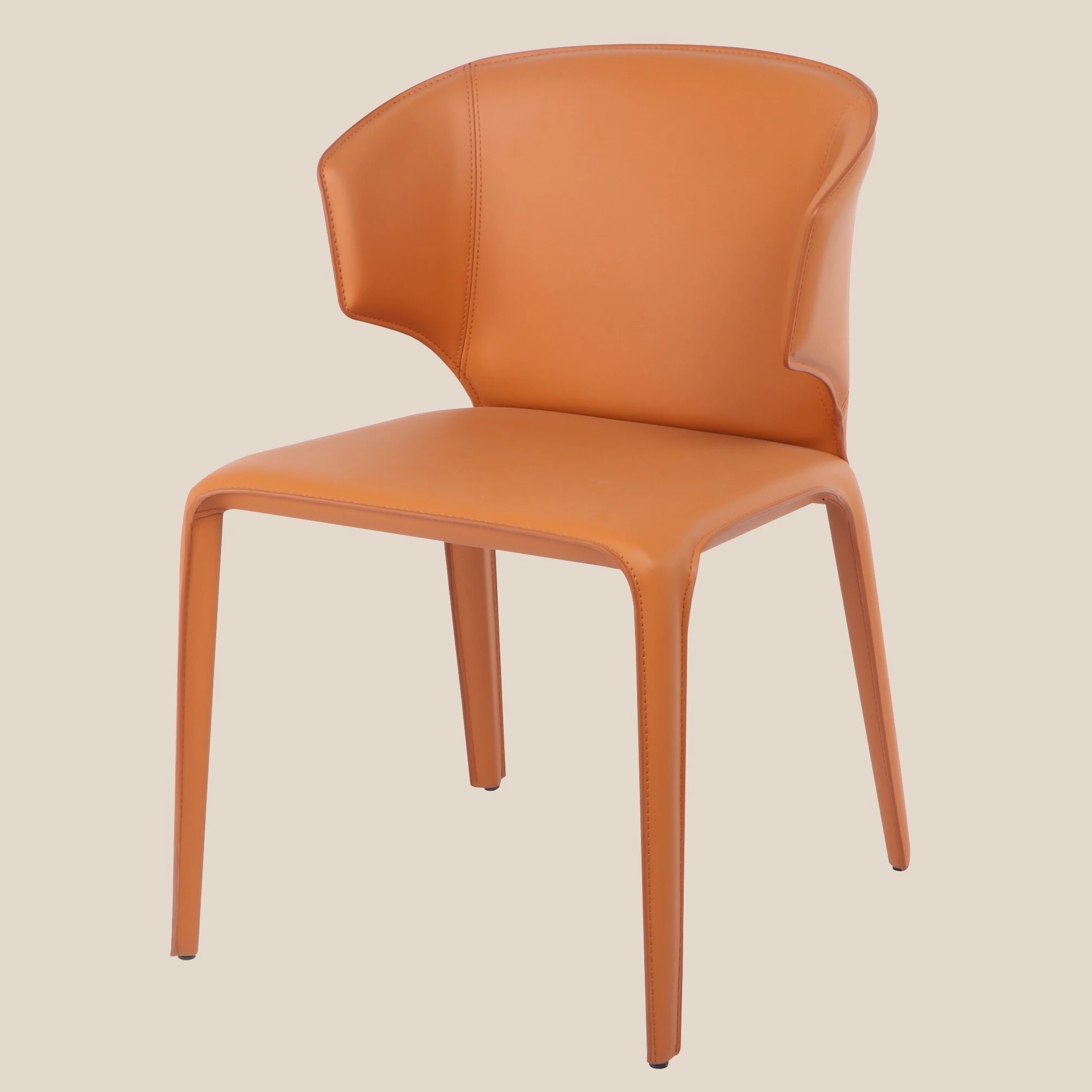 Hola orange leather armrest dining chairs 1