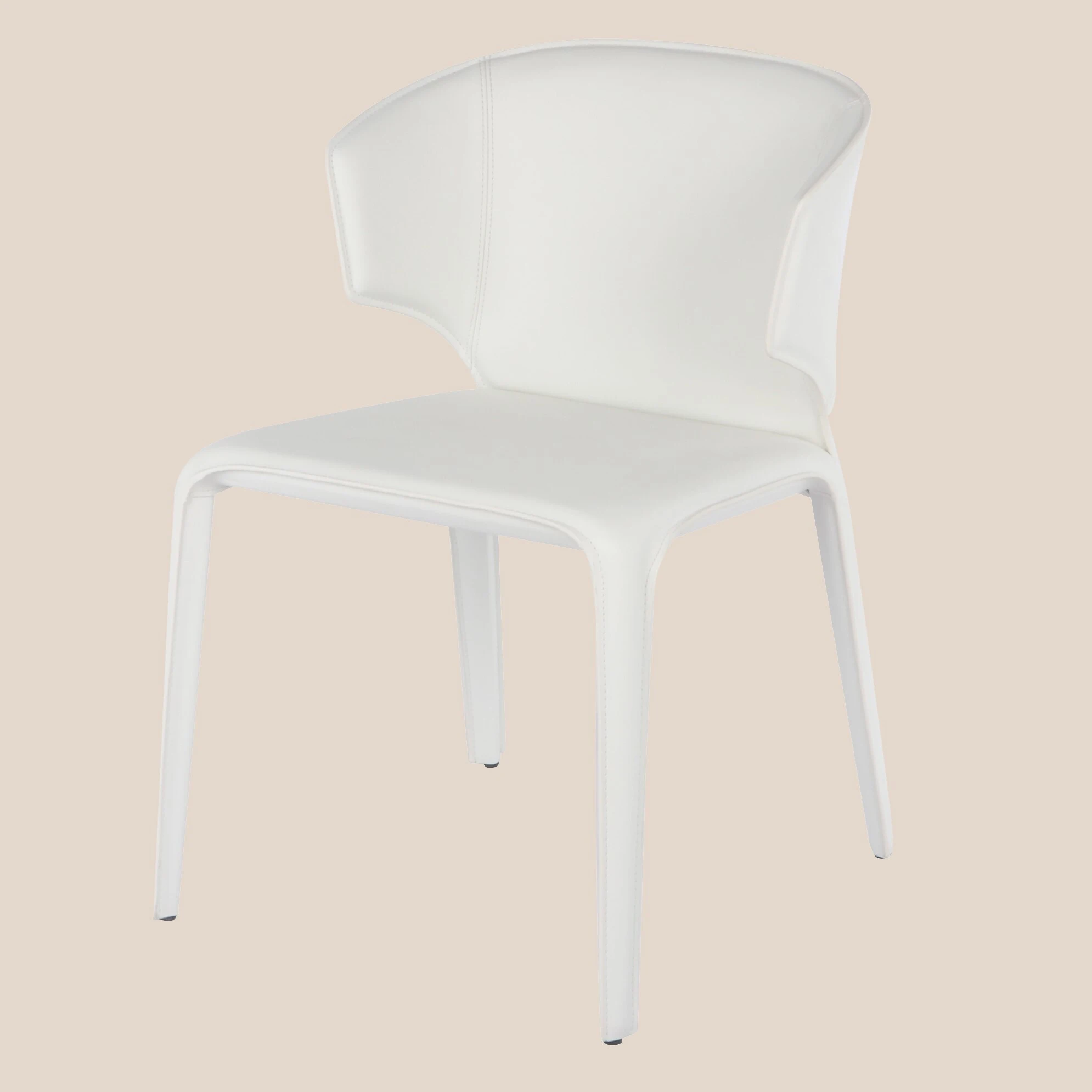 Hola white leather armrest dining chairs 1