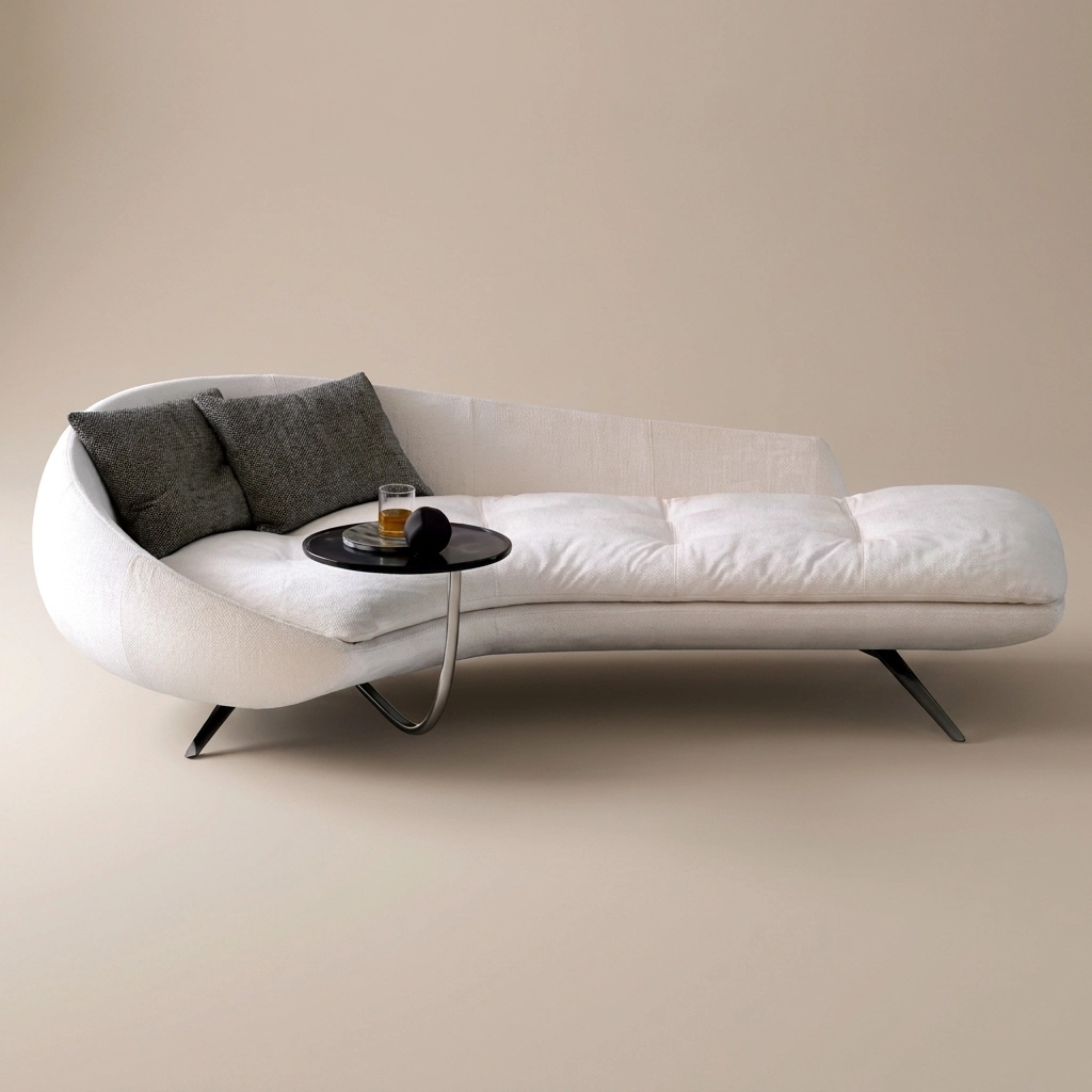 Multifunktionell Serie · Moon Cove Chaise mat agebautem Säitendësch #MSR2408012A 1