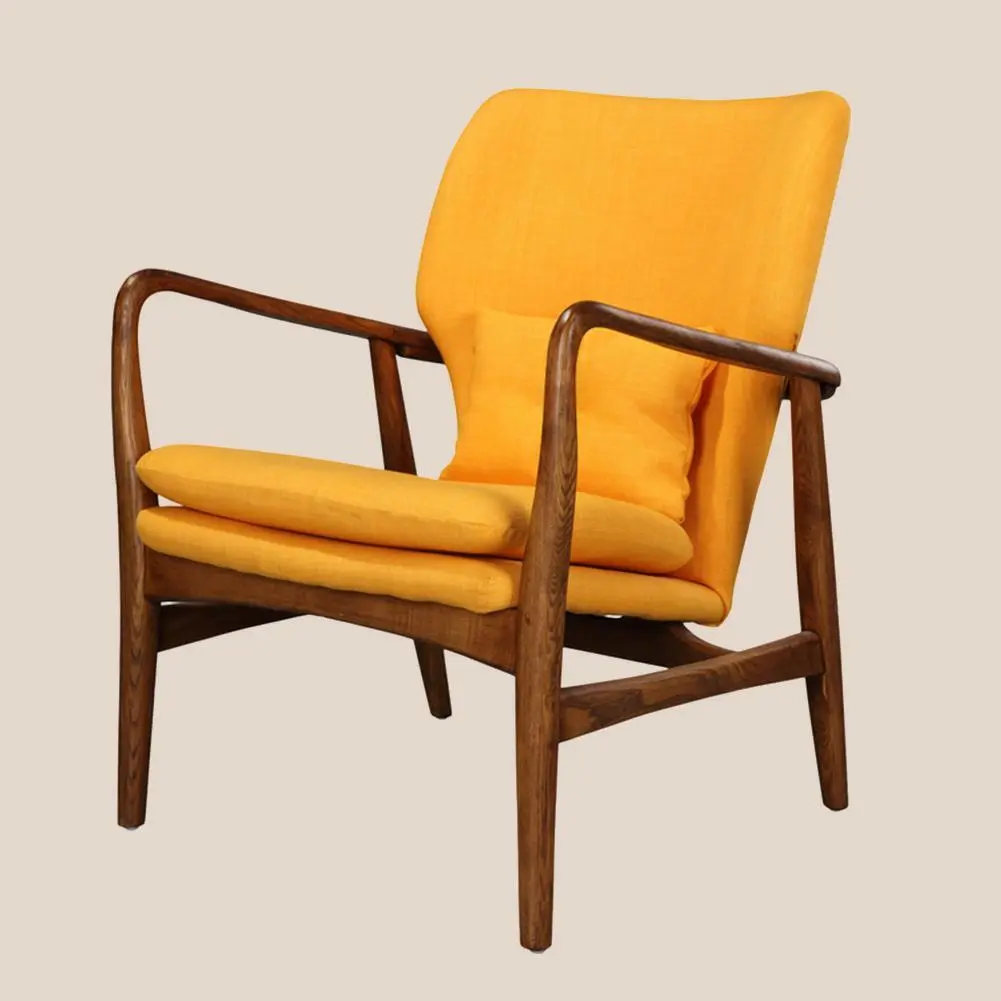 Nordic casual yellow leather fabric single sofa M5004 1