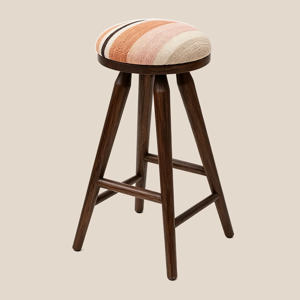 Warm Striped Upholstered Bar Stool #M1127 1