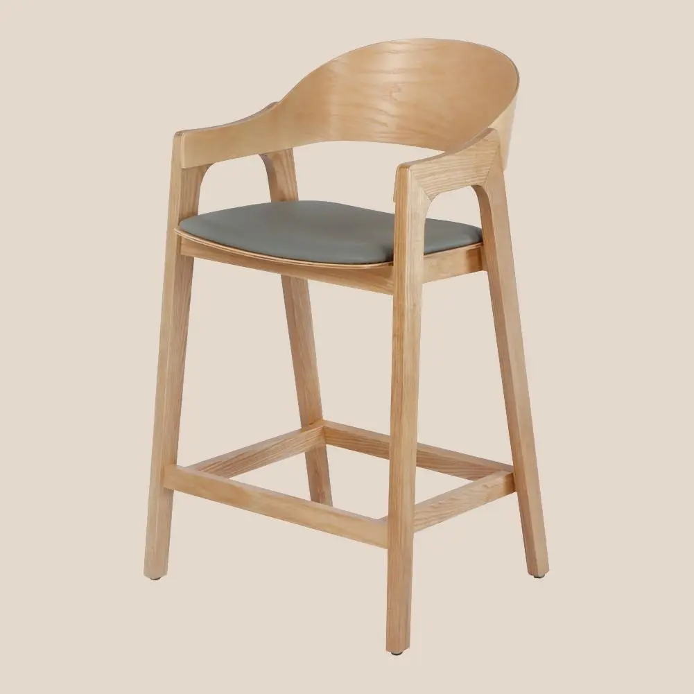 Hoker barowy Nordic Light Natural White Ash Wood z oparciem #M1053 1