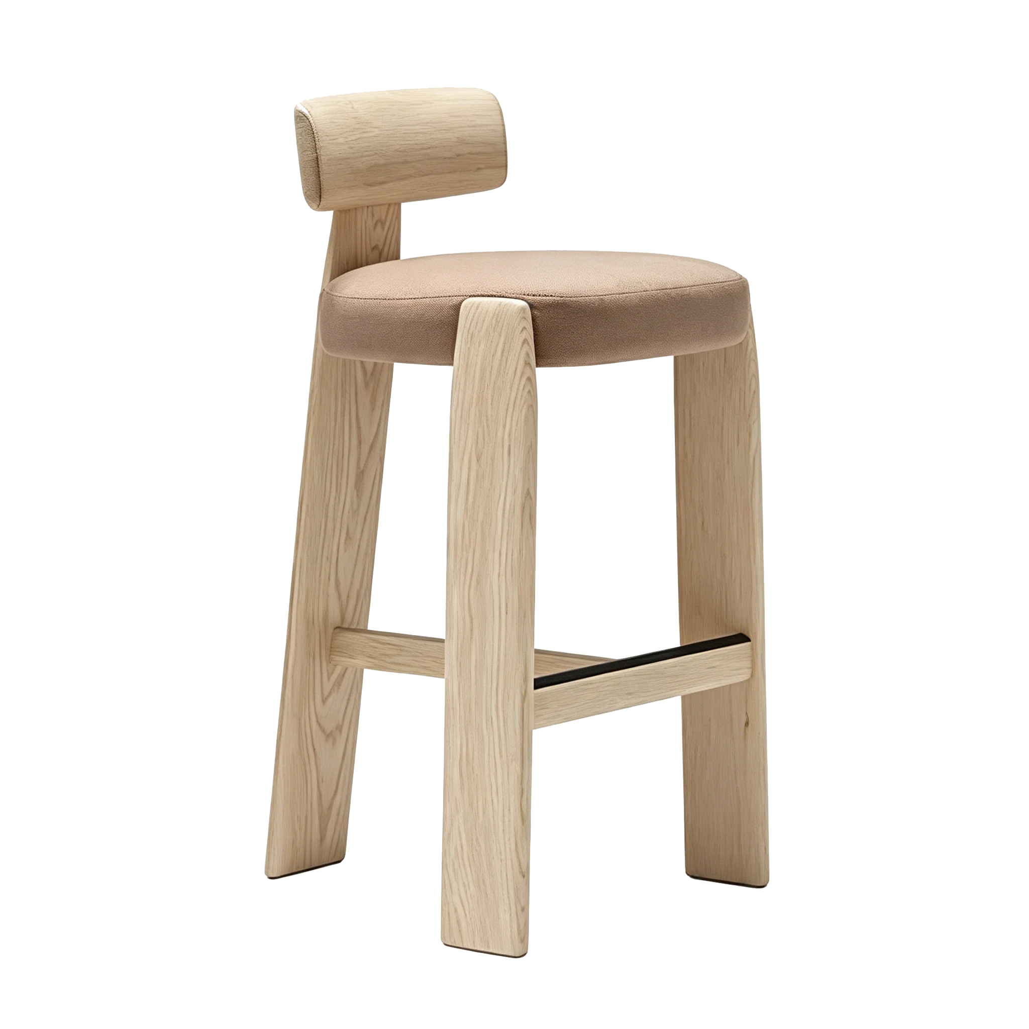 Minimalistische barkruk met rugleuning van essenhout M1100-2 1
