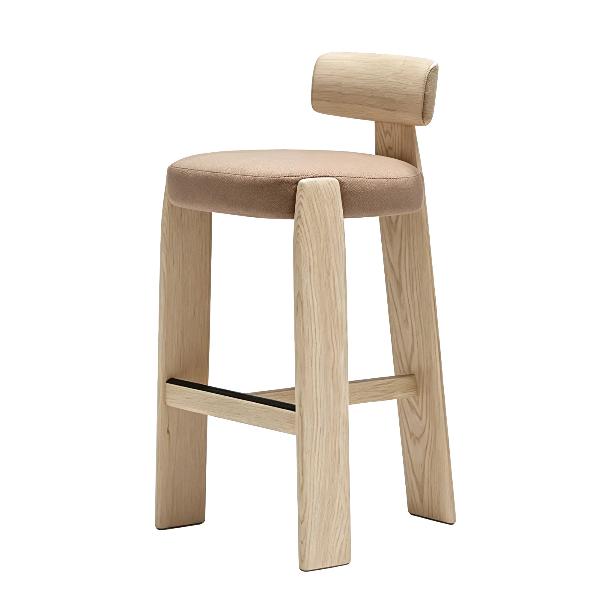 Minimalist Ash Wood Backrest Bar Stool M1100-2 1