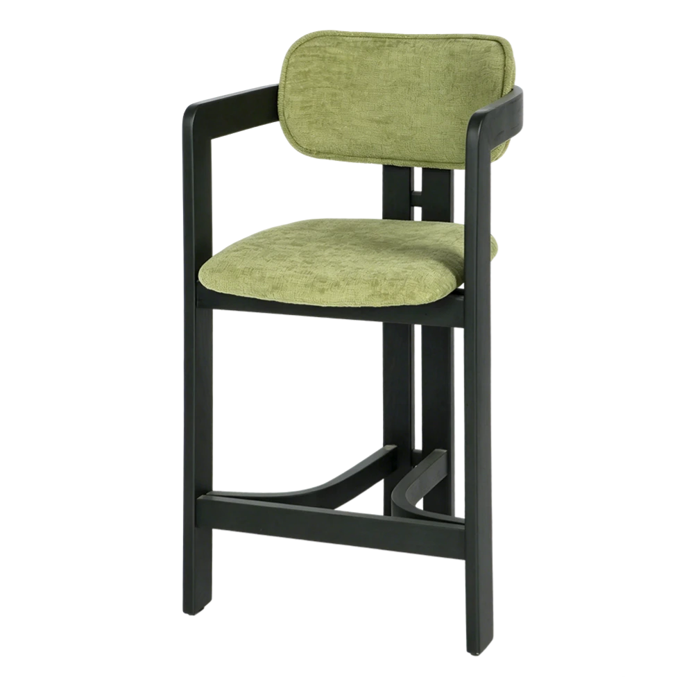 Moss-Green Square Arm White Ash Bar Stool #M1095 1