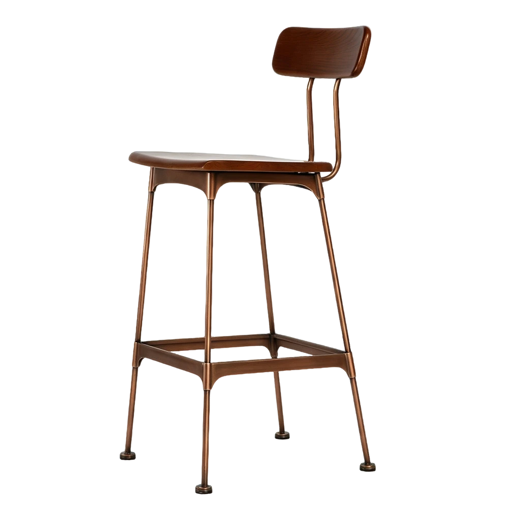 Taburete de barra industrial de madera maciza M1152 1